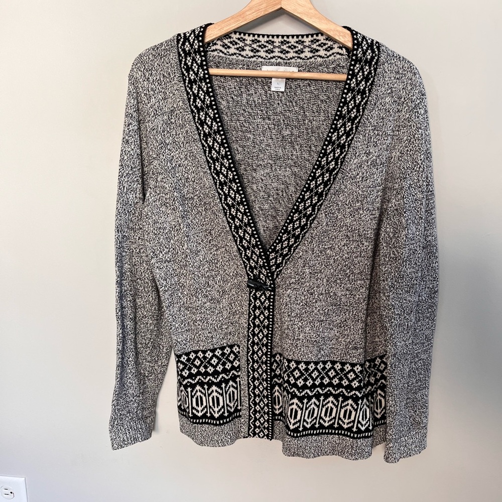 Christopher & Banks Black & White Grandmacore‎ Cardigan